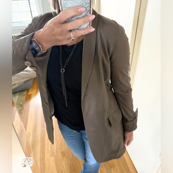 Emporio Armani Taupe Lamb Leather Jacket - Picture 7 of 14